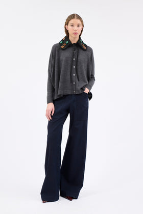 Merino Extrafine Cardigan, Flannel Grey from ODEEH 