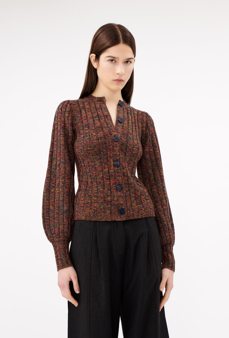 Odeeh Superfine Merino Cardigan, Multicolor