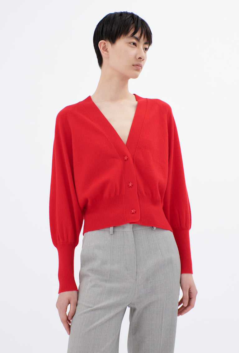 Odeeh Light Cashmere Knit Cardigan, True Red