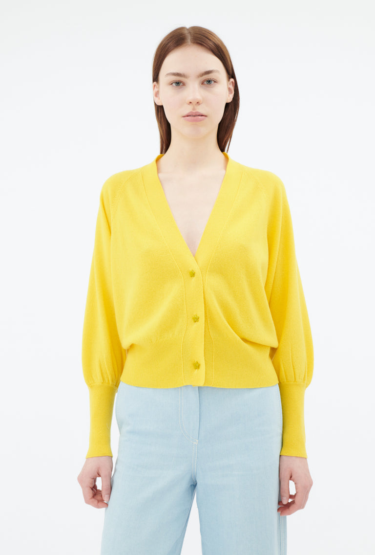 Odeeh Light Cashmere Cardigan, Canary Yellow