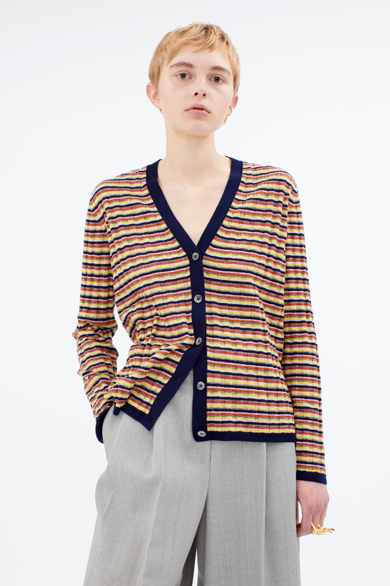 Odeeh Multicolor Stripe Cardigan, Ink