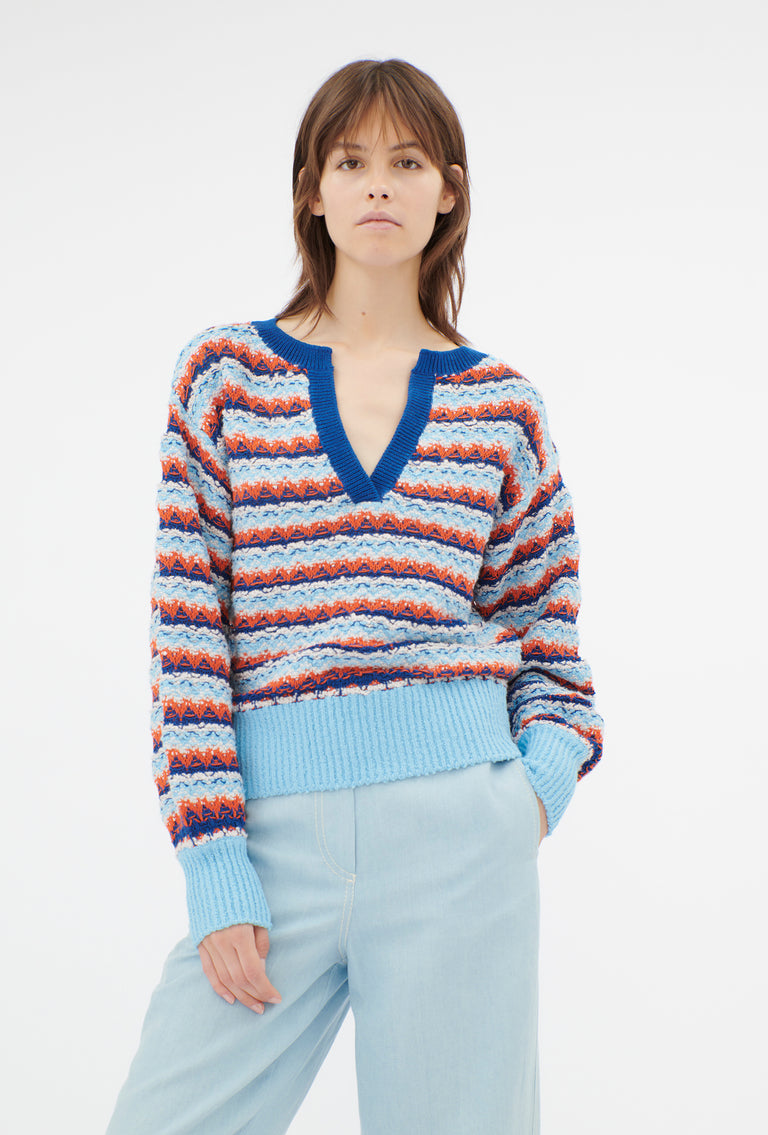 Odeeh Structured Lines Pullover, Himmelblau