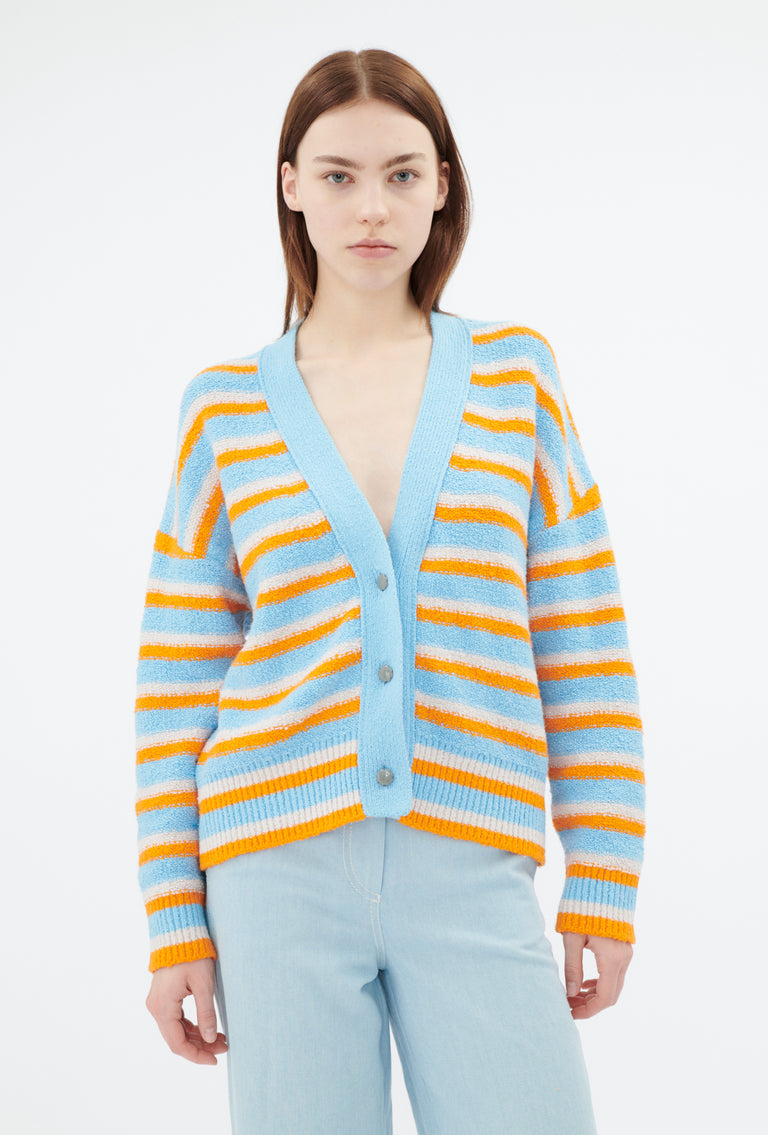 Odeeh Lido Stripe Cardigan, Himmelblau