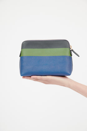 Hand Painted Leather Zip Bag, Steel from ODEEH 