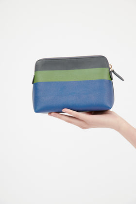 Hand Painted Leather Zip Bag, Steel from ODEEH 