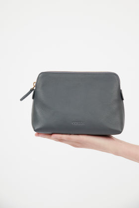 Hand Painted Leather Zip Bag, Steel from ODEEH 