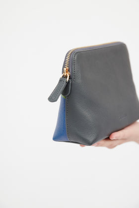 Hand Painted Leather Zip Bag, Steel from ODEEH 