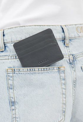 Hand Painted Leather Card Holder, Steel from ODEEH 