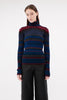 Placed Stripe Wool Pullover, Vermillion from ODEEH 